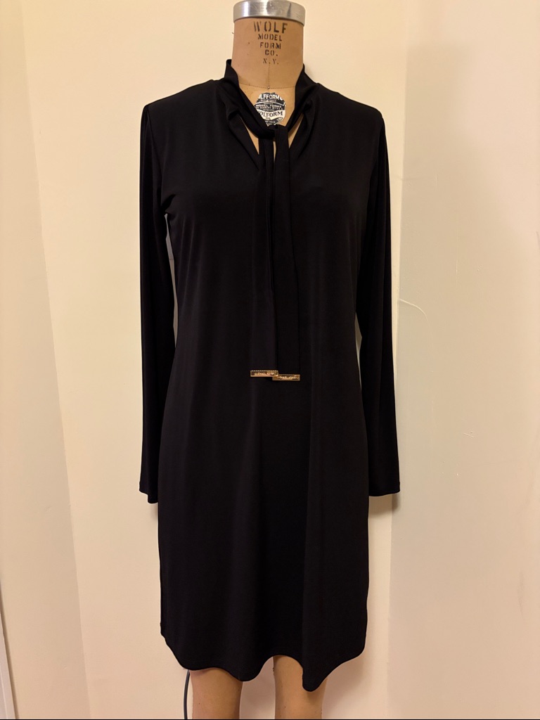 Michael Kors Black Long-Sleeve Tie-Front Dress